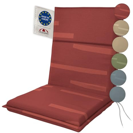 Doppler Coussin pour Chaise à Dossier Bas Sierra Bordeaux Vieilli 100x48x6cm – avec Protection Anti-Taches | d'assise Confortable avec Liens à Nouer pour Balcon, terrasse et Jardin