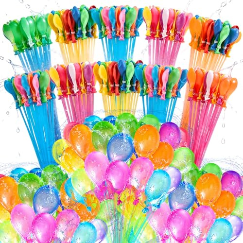 Betensh Wasserbomben Wiederverwendbar: 555 Schnellfüllende Wasserballons mit Selbstverschluss, Kein Knoten & Sofort Spielbereit - Weiche Latex Wasserbomben für Pool & Garten