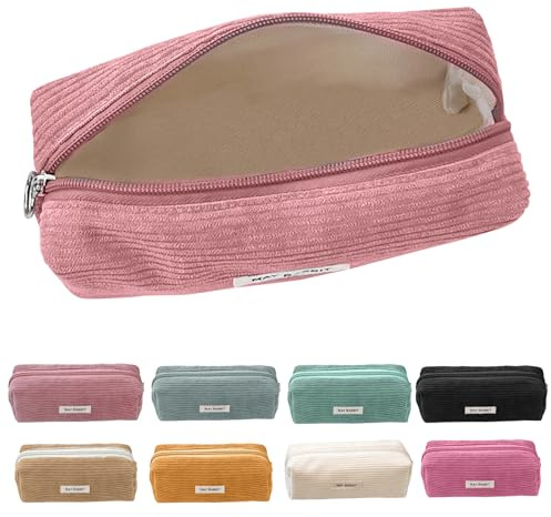 Electri-HQ Pencil Case, 8 Colore，Estuche de Lápices, Estuche de Pana, Estuche Escolar 1 Compartimento, Estuche para Lápices de Gran Capacidad, Portátil Multifuncional Estuche,para Niñas,Niños (Rosa)