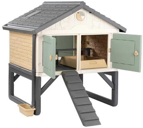 Smoby Life - Pollaio Made in Jura - Fino a 5 galline - 1 Uovo finto e 1 Libretto divertente - Facile da pulire - Struttura in plastica - Anti-pidocchi rossi - Materiale riciclato - Prodotto in Francia
