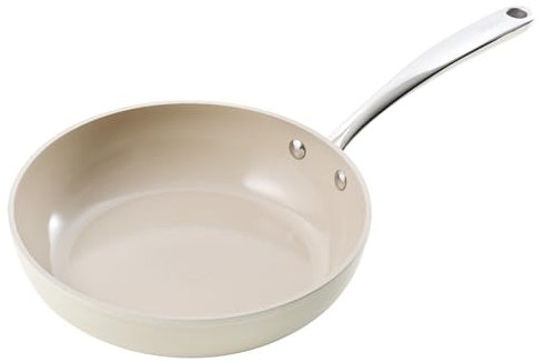 Redchef Non Stick Frying Pan 24cm, Ceramic Frying Pan Skillet, 9.5‘’ Cooking Pan with Stay Cool Handle for Induction, PTFE & PFAS & PFOA Free, Dishwasher/Oven Safe (Beige)