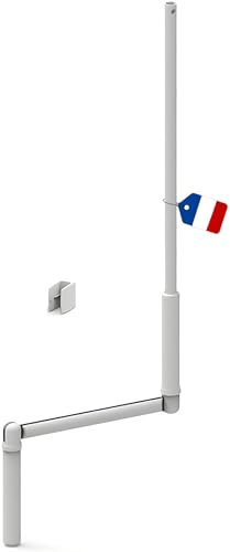 Manivelle complète pour volet roulant 1200 mm - E611A - Acier laqué blanc, diamètre extérieur 12 mm, avec poignée ergonomique et clip de maintien mural - Qualité française