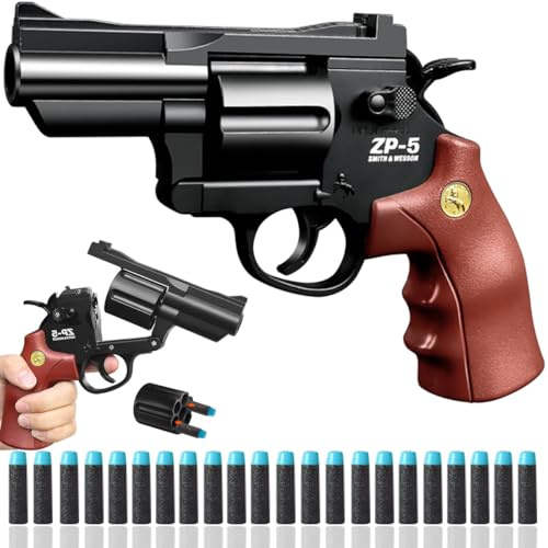 Pistola Juguete, Revolver Pistola de Juguete, Pistolas de Juguetes Niños con 24 Dardos de Espuma Suave para 8+ Halloween Carnaval Accesorio para Disfraz Regalos
