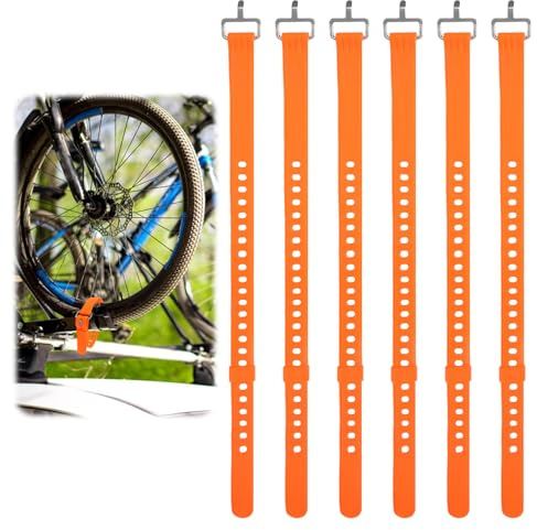6 Piece Heavy Duty Rubber Straps, Adjustable Tie Down Straps 50cm with Buckle, Orange Tie Down Straps with Aluminum Buckle for Securing Ski fixing Bundling Outdoor and Lashing Gear