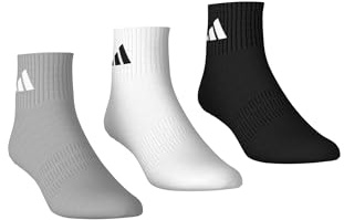 adidas Calcetines unisex Thin&light Sportswear para tobillo, paquete de 3 pares, gris/blanco/negro, 49-51