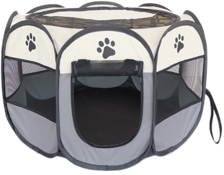 Dotala PET Portable Foldable Pet Dog Cat Playpen Crates Kennel/Premium 600D Oxford Cloth,Removable Zipper Top, Indoor and Outdoor Use (Grey)