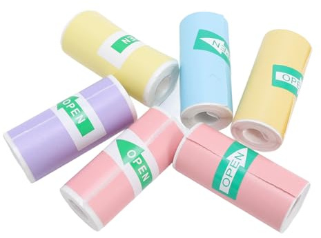 LiebeWH Lot de 6 Rouleaux de Papier Thermique Multicolore 57 X 25 Mm, Autocollants pour Mini Imprimante Portable, sans Encre à Chargement Rapide pour Photos d'enfants, étiquettes de Notes