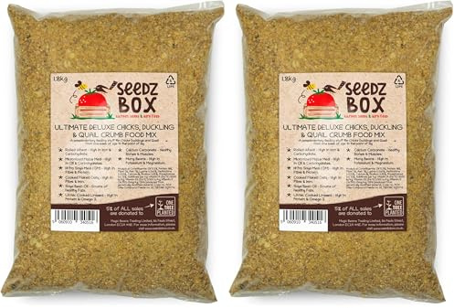 Chick Crumb Feed 1.8kg Food - Chick Duckling and Quail Crumb Food Mix - Complete Poultry Grower Mash Feeding Stuff From One Week of Age - SeedzBox - Donation to OneTreePlanted (Pack of 2)
