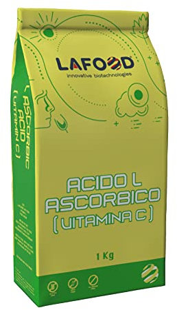 Acido Ascorbico - Vitamina C 1Kg - E300 - Alimentare, in polvere, antiossidante, conservante. No OGM, gluten free, allergen free, for vegan and vegetarian