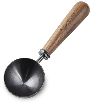 Easyworkz Cucchiaio da caffè retrò in acciaio inox con manico in noce nero, 10 g, per caffè o tè