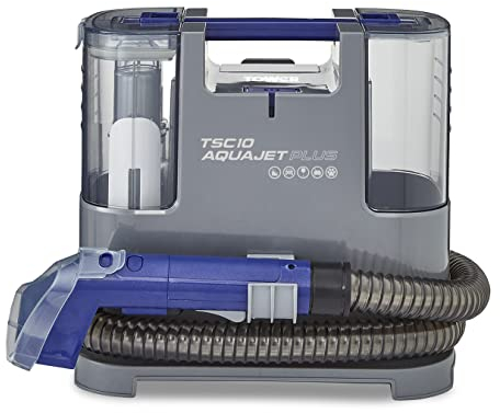 Tower T548005 AquajetPlus Spot Cleaner with Suction Nozzle & Brush, 1.2L Clean & Dirty Water Tanks, 1.2m Hose, 400W, Grey & Blue