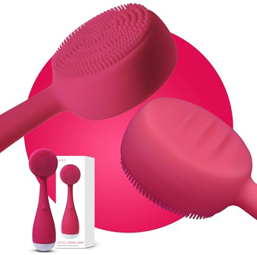 PMD Clean Mini - Smart Facial Cleansing Device with Silicone Brush & Anti-Aging Massager - Waterproof - SonicGlow Vibration Technology - Clear Pores and Blackheads - Lift, Firm, and Tone Skin