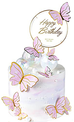 11 Stück Schmetterlinge kuchen deko,dreidimensional schmetterlinge deko torte Cupcake Topper tortendeko geburtstag mädchen geburtstagsfeier dekoration(Rosa)