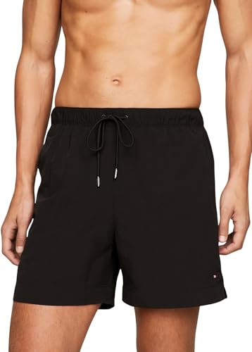 Tommy Hilfiger Uomo Pantaloncino da Bagno Medium Drawstring Lunghezza Media, Nero (Black), L