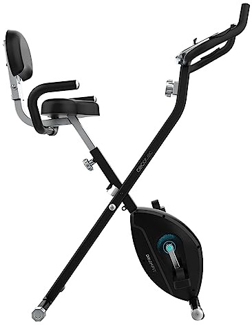 Cecotec Klappbare Heimtrainer mit Rückenlehne DrumFit X-Bike Neo Pro. LCD-Bildschirm, variable magnetische Widerstandseinstellung, bequemer Sattel und Seitengriffe, Tablet-Halterung und Räder