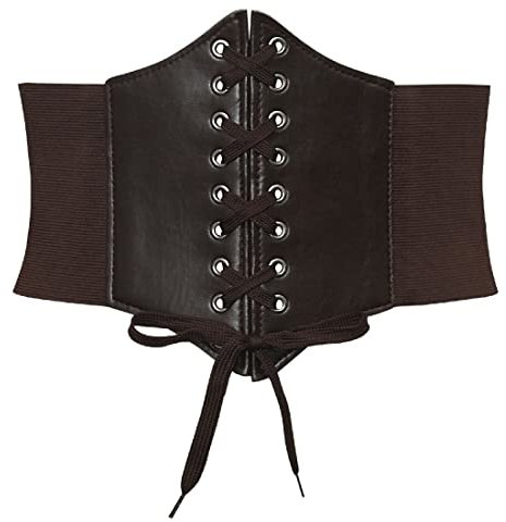 LICHUANUK Corsetto da donna con lacci, cintura elastica con fascia larga, cintura in vita da donna, per feste di Halloween e altri eventi,Perfetto con abiti, abiti chemisier e altro ancora,marrone