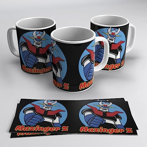 newseny Mazinger Z taza regalo con logo del legendario robot gigante MazingerZ | Cerámica 355ml (Regalo Mazinger Z) (Mazinger Z Negra)