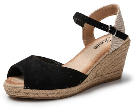JOMIX Sandales Femme Espadrilles Compensées d'été Élégantes Réglable avec Boucle