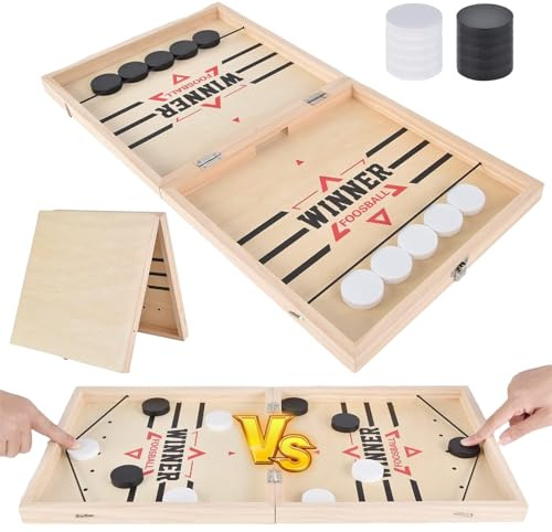 Hockey Brädspel, sling-puck spel, bordsfotboll vinnerspel, trä brädspel, katapultbrädsleksak, pedagogisk leksak brädeleksak för familj bord skrivbord spel