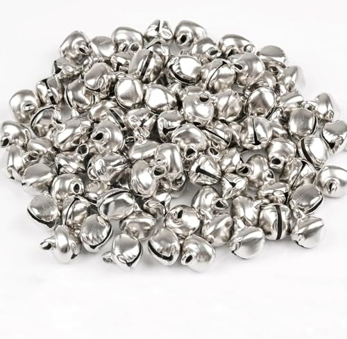 150 Stück Kleine Glocke Glöckchen zum Baumschmuck Weihnachten Glocken Basteln Mini Weihnachtskugeln Weihnachtsdeko Klein (Silber)