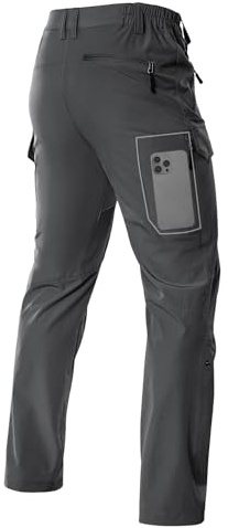 Moosehill Men's Hiking Pants Lightweight: Breathable Quick Dry Water Resistant 4-Way Stretch - 6 Deep Pockets for Hot Weather (Dark Grey, 36W x 30L)