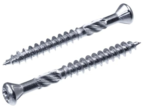 SECCARO Tornillo para terraza 5 x 50 mm, Acero Inoxidable C1, Tornillo para Madera con Punta Cortada y Muesca cortante, TX/Entrada Hexagonal, 150 Unidades