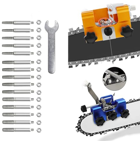 15 Stück Kettensägenschärfer,Kettensäge Schärfgerät für Sägekettenschärfgerät Kettenschärfgerät Kettensäge Schärfen Zubehörsatz zum Kettensägen und Schleifen Chainsaw Sharpener Sawsharpener