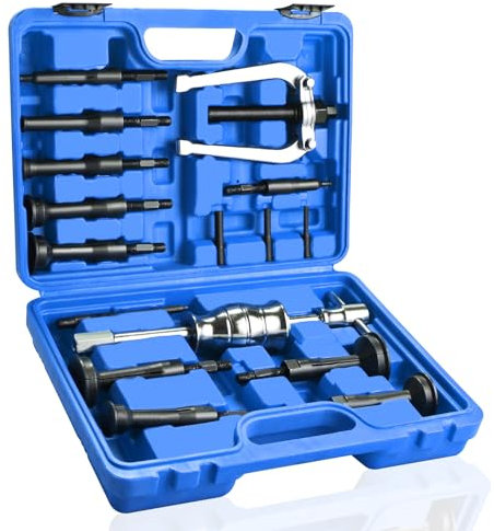 BOOMSTART 16tlg Innenlager Abzieher Innenabzieher Set, 5-58mm Lager Innenabzieher Set, Kugellager Lagerabzieher Innen mit Gleithammer, Grundloch Innenabzieher Innenauszieher für Motorrad Auto (Blau)