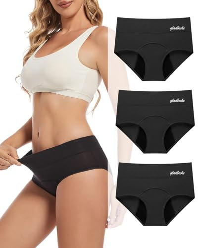 Bragas Menstruales Negras para Mujer, Alta Absorción 60ML, Ropa Interior Lavable para Menstruación,S