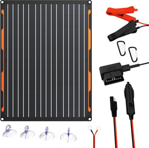 Solar Autobatterie Ladegerät 12V 20W Solarmodul IP67 wasserdichtes Solarpanel tragbares SAE-Anschlusskabel für Auto, Boot, Motorrad, Anhänger,Wohnmobil，RV Marine