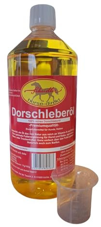 Scheidler horse-direkt Dorschöl für Hunde, Katzen und Pferde, reines Fischöl, Barf Öl ohne Zusätze natürliches Einzelfuttermittel, 1 Liter