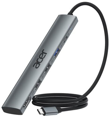 acer Hub USB C 5-en-1, Adaptateur USB C vers HDMI 4K avec PD 100W - 60CM