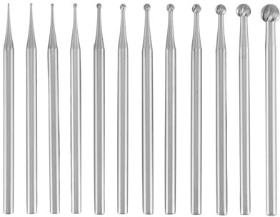 Kopinma 12Pcs Round Ball Burr Set - 3/32 Inch Shank for Jewelry Making, Engraving Bits for Delicate Materials