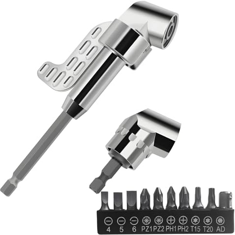 KAIYAYYA Adattatore Angolare a 105°, Driver Esagonale da 1/4, Trapano Angolare Multifunzione, Adattatore Angolo Retto per Cacciavite 105 Gradi Porta Inserti Magnetico Quick Change Drill Bit