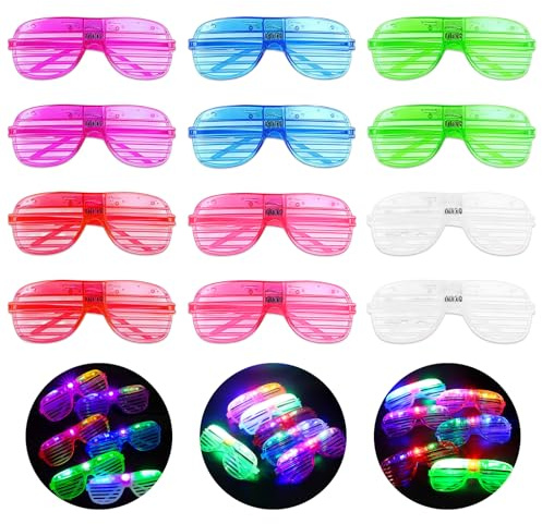 WhizNook 12 Piezas Gafas Luminosas para Fiestas, Gafas con Luces, Gafas LED, Luces LED, Gafas De Neón, Gafas con Luces LED Fiesta, Gafas Luminosas De Moda, para Fiestas, Carnaval