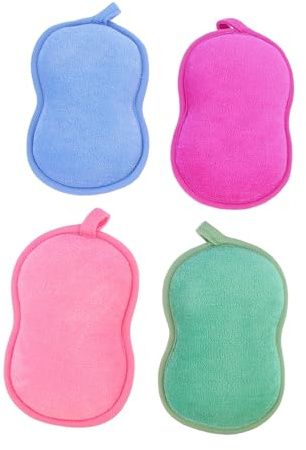 VICASKY 4pièces Éponge De Bain Exfoliante Et Nettoyante Lot Pour Garçon Fille Et Adultes Accessoire De Bain Amusant