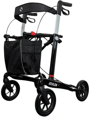Rehasense Athlon SL Carbon Rollator inkl. Rückuengurt (Seeger Logo), 46 cm Sitzbreite, Exclusive Starlight Design, Leichtgewicht 5,2 kg, Größe L