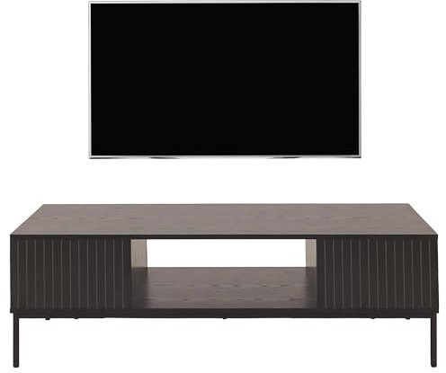 HWC-O39 - Mueble para TV (tablero de fibra de densidad media, 39 x 120 x 60 cm, aspecto de madera), color negro