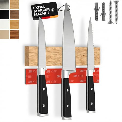 CUCINO självhäftande magnetisk knivlist – testvinnare med extra stark magnet – enkel montering med 3M-tejp utan borrning, ek 25 cm