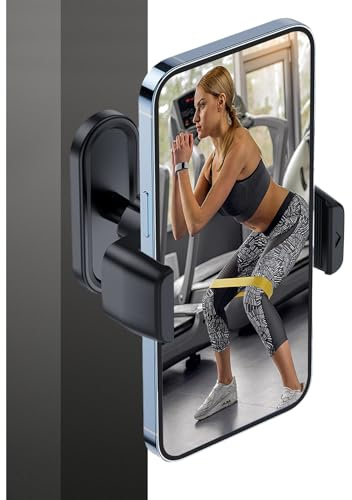 Soporte magnético Ajustable para teléfono de Gimnasio,Soporte de Teléfono con Iman para Gimnasio, Ángulo Ajustable 360°,Compatible con Smartphones de4.7a67,Base de Aleación y Silicona Antirrayaduras