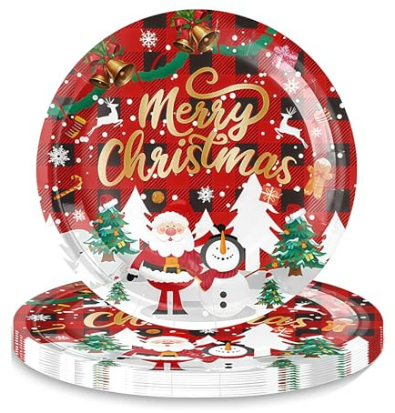 THXFUNAREA 20 Stück Pappteller Weihnachten Weihnachtsgeschirr Weihnachten Deko Weihnachtsteller Plätzchenteller Weihnachtenn Abendessen Pappteller Party Supplies