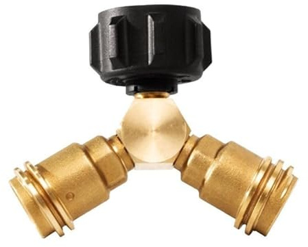 Adaptador de tanque de propano divisor en Y de latón, entrada DN15 de 0.5 pulgadas, conector de salida doble, para sistemas de gas LPG