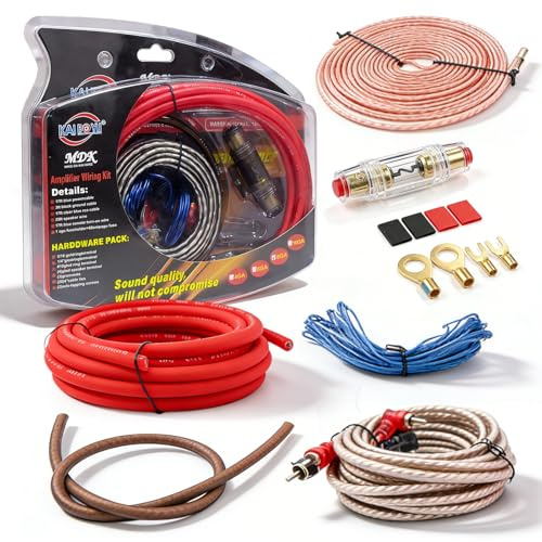 BORDEAG Subwoofer kabelset, 5 meter slutsteg kabelset, bilförstärkare kabelsats, bilförstärkare kabelsats anslutning set bil ljudkabel kabelset slutsteg kabel för ljuduppgradering bil ljud slutsteg