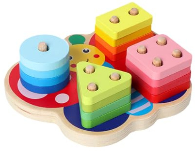 Jeu de Tri de Formes | Activitæs Motrices Fines Maternelle - Jeu d'Empilage Géométrique et de Tri de Couleurs - pour Maison École Voyager Fêtes Développement