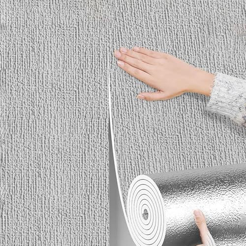 Papel tapiz térmico aislante, papel tapiz aislante autoadhesivo de 5 mm, papel tapiz aislante para paredes interiores, contra el moho frío, tapete de aislamiento térmico para paredes peladas, gris