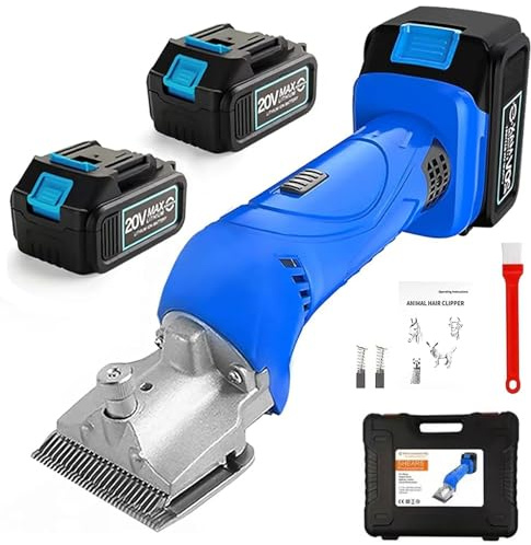 Tondeuse Électrique pour Chevaux – Tondeuse Sans Fil 500W avec Contrôle à 6 Vitesses, Lames en Acier au Carbone, Double Batteries Rechargeables 21V pour le Toilettage des Chevaux et Poneys
