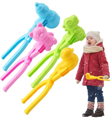 Yonuaret 4 Stück Schneeball Former Schneeballzange Ente,Schneeball Maker Schneeballzange Herz Entenform Sandspielzeug Sandformen Kinder Spielzeugspiele Winter Schnee Spielzeug Für Kinder & Erwachsene