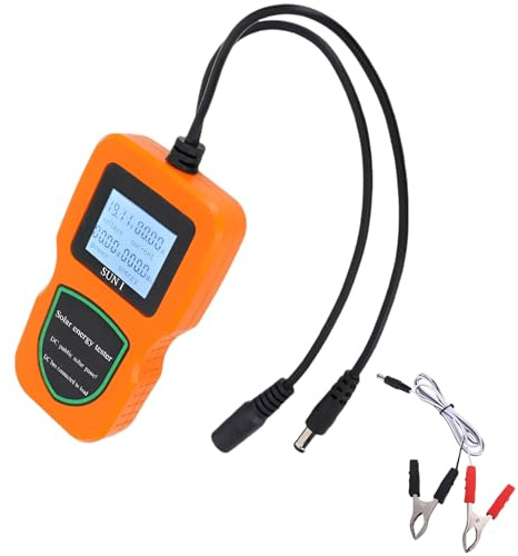 Machify Solpaneltestare 500 W, orange Lcd fotovoltaisk multimeter med bakgrundsbelysning, 5 W-500 W brett intervall, inkluderar kraftklämma, spänningsströmdisplay för solpanelanalys