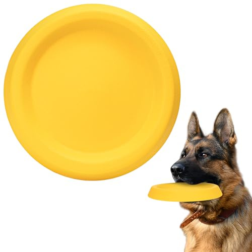 20 cm gul hund flygande skiva, hållbar EVA flytande frisbee för medelstora hundar utomhusträning