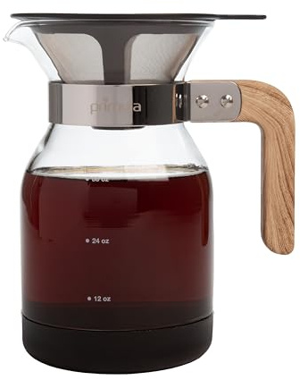 Primula Park Pour Over Park Set with Permanent Reusable Removable Ultra Fine Micro Mesh Stainless Steel Filter, Coffee Dripper Pour Over Maker Brewer Pot, Borosilicate Glass, Easy to Use, 36 oz